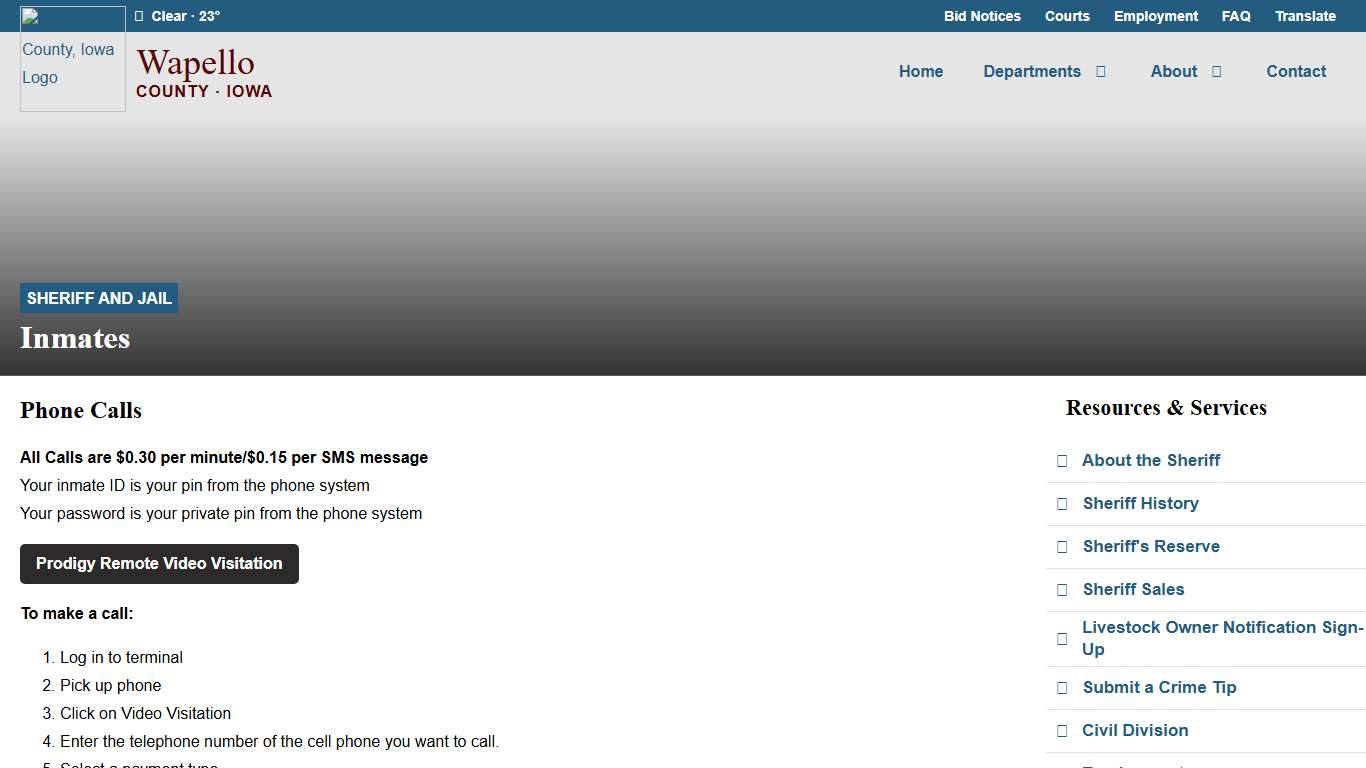 Inmates & VINE - Sheriff and Jail - Wapello County, Iowa
